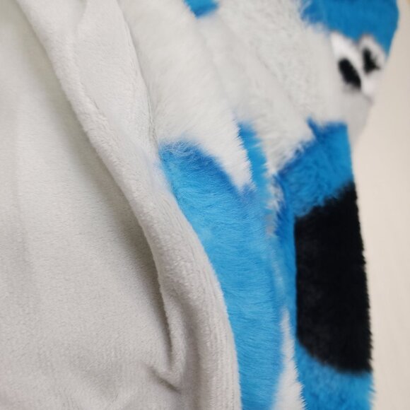 Sesame Street Cookie Monster Faux Fur Throw Blanket 50"X70" Polyester Blue White - Picture 7 of 11